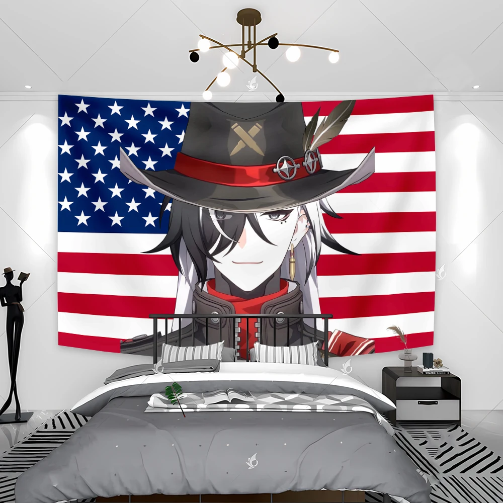 Tapiz de Boothill, banderas de Anime, carteles artísticos, decoración para dormitorio, sala de estar, dormitorio, tapiz de pared estampado estético, pancarta, tela de fondo