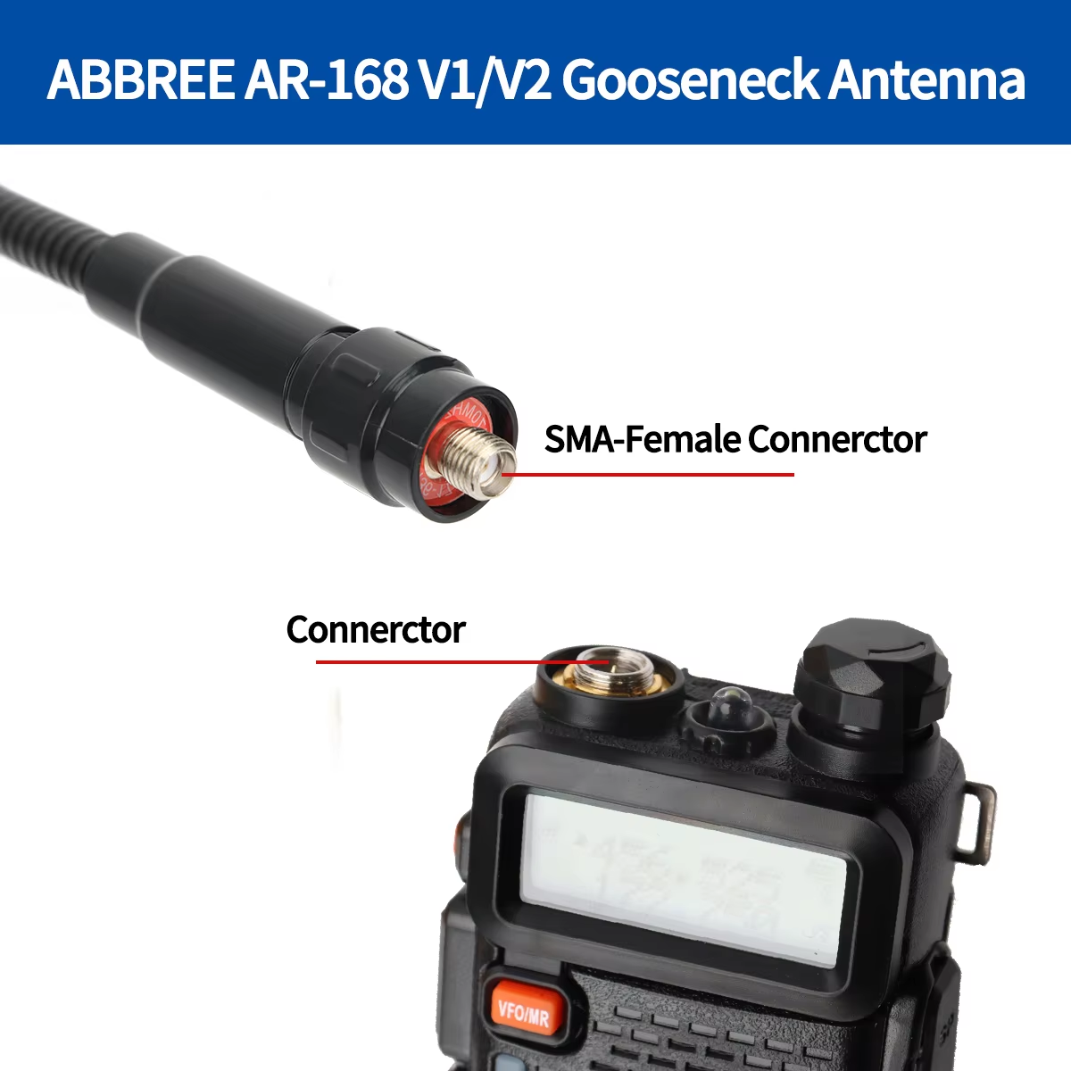 ABBREE Zwanenhals Tactische Antenne AR-168 VHF UHF SMA-Vrouwelijke voor BAOFENG UV-5R 5RH 13 17 21 PRO QUANSHEGN UV K5 (8) Plus