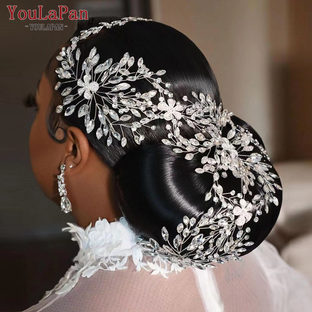 YouLaPan HP390 Luxus Hochzeit Kopfschmuck Strass Haar Reben für Braut Headwear Legierung Blume Stirnband Weding Haar Zubehör