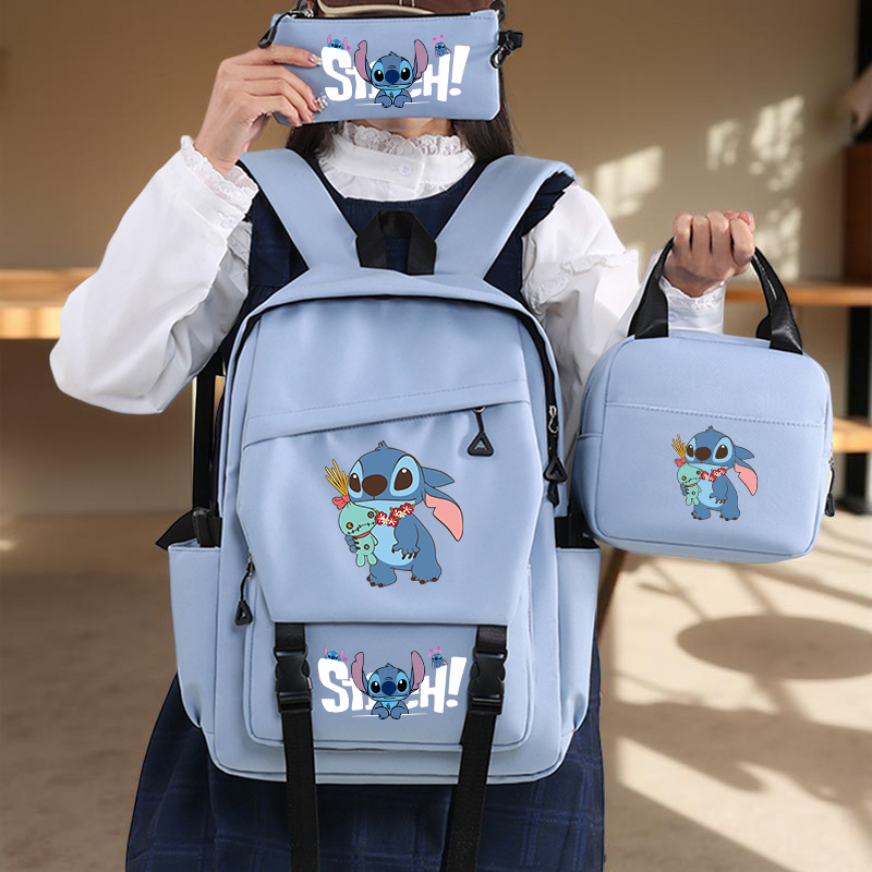 3피스 스티치 대용량 백팩 세트, 토트백, 필통 (조절 가능한 스트랩 포함, 데일리 출퇴근 및 개학용)