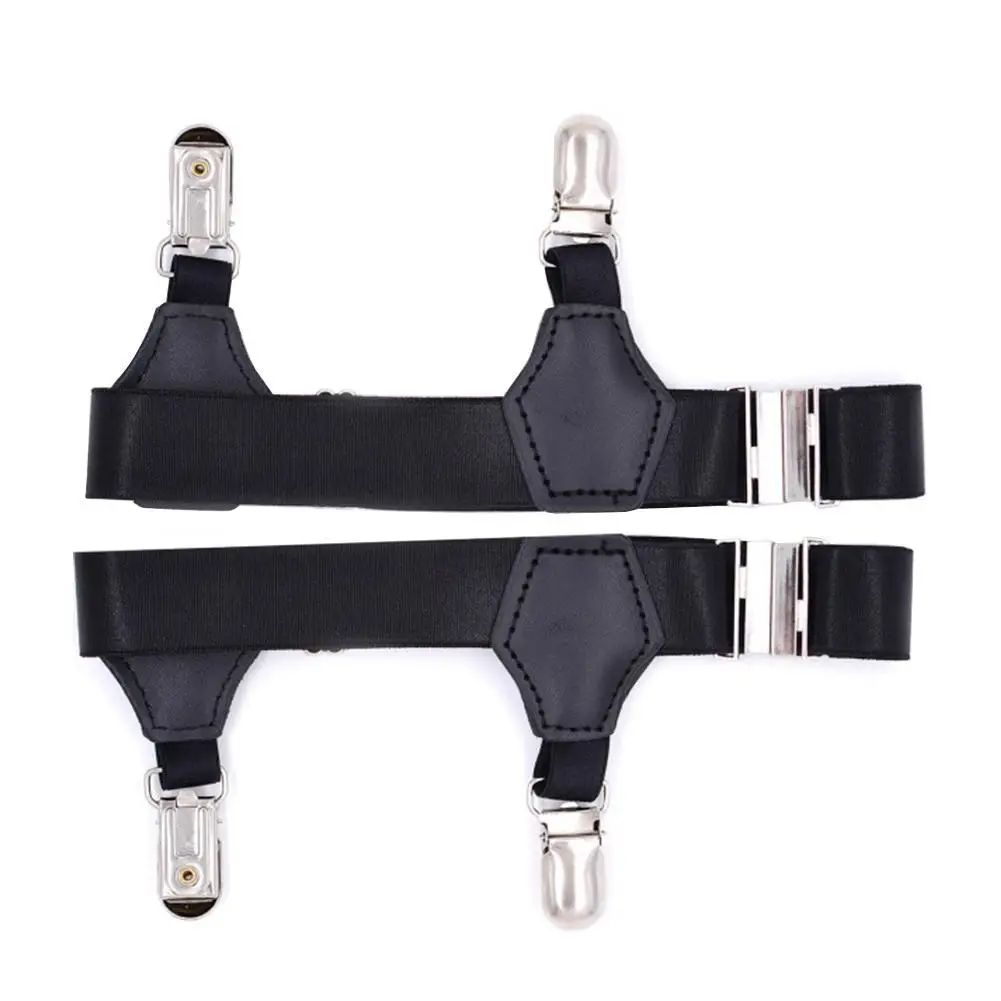 A Pair Men's Black Sock Garters Belt Adjustable Elastic Non-slip Duck-Mouth Suspenders Holders Clips Braces Sock Up Hold X2O0
