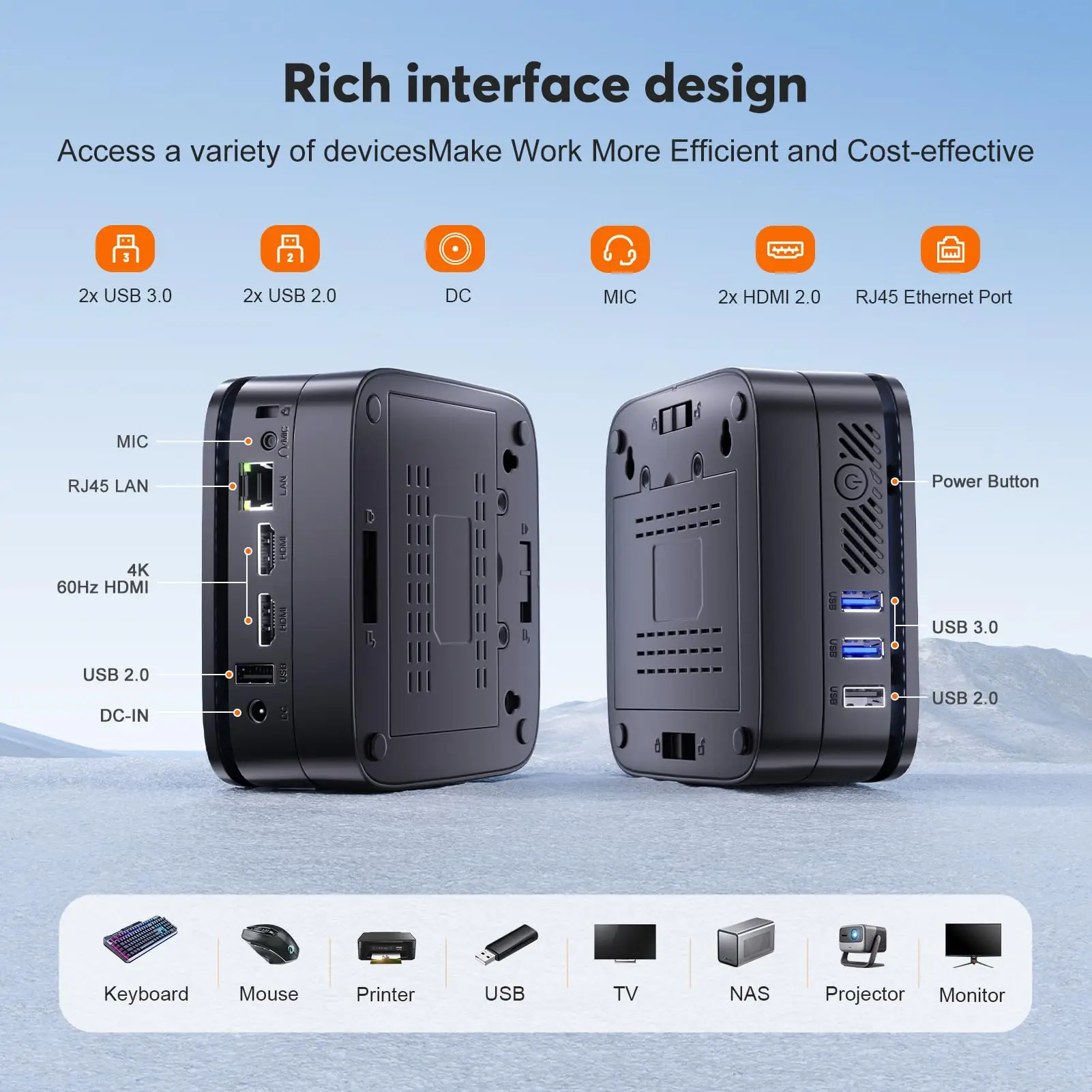 ACEMAGIC AK1 Plus Mini PC Intel Lake N97 16GB DDR4 RAM 512GB SSD ROM WiFi6 BT5.2 Support 4K UHD Desktop Computers