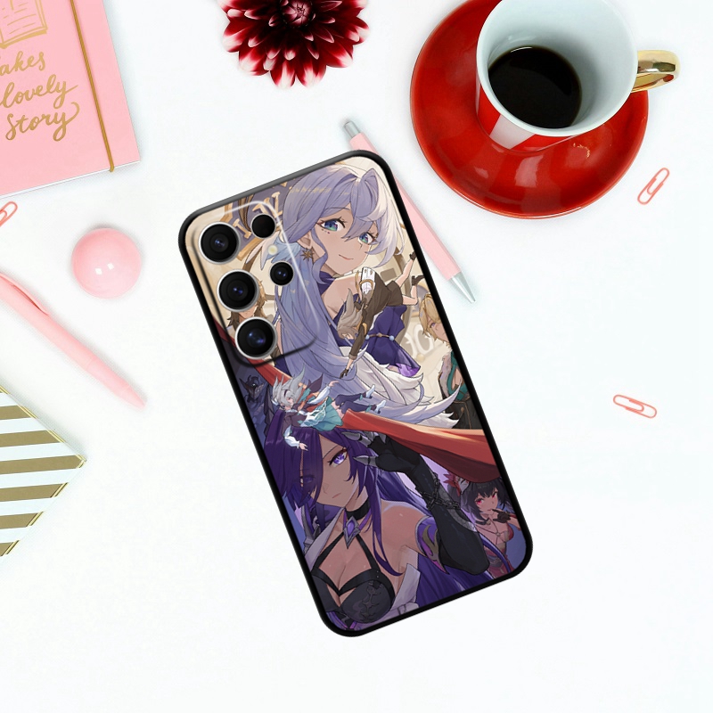 Achimon-Samsung Galaxy、s24、s23 ultra、s22、s21、fe、s20、a54、note20plus、5スター用のhonkaiスターレール文字電話ケース