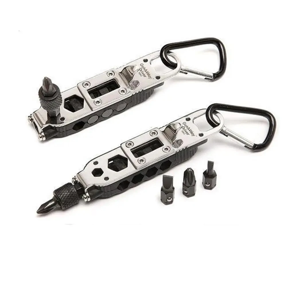 Mini destornillador multifuncional para exteriores, destornilladores con forma de llavero EDC, herramienta de reparación de acero portátil