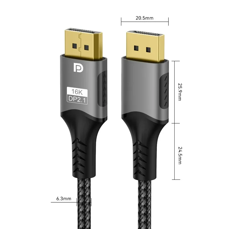 For Laptop TV Xbox Projector Gaming Monitor 16K DP 2.1 8K@120Hz 4K@240Hz 80Gbps HDR Video Audio Displayport Cable Display Port
