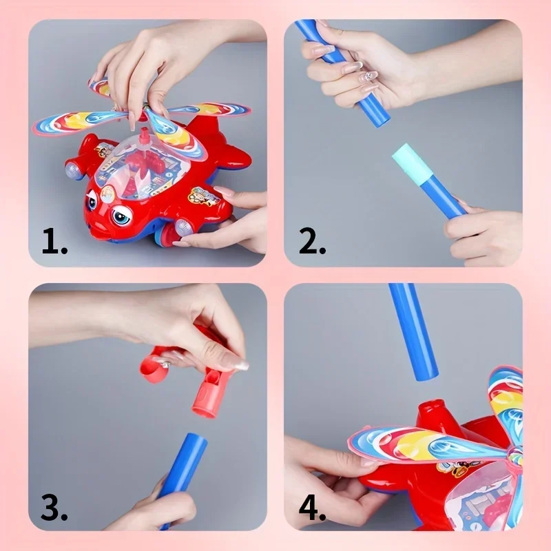 Brinquedo interativo do andador do bebê com punho do impulso para crianças meninos e meninas crianças, design destacável do carro do brinquedo do avião com roda