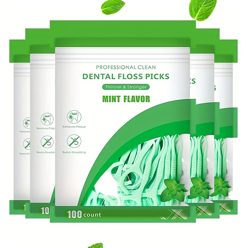 500 Uds. Hilo Dental con boca de menta, hilo de limpieza Interdental, palo de hilo de cuidado desechable, adecuado para limpieza de cuidado bucal