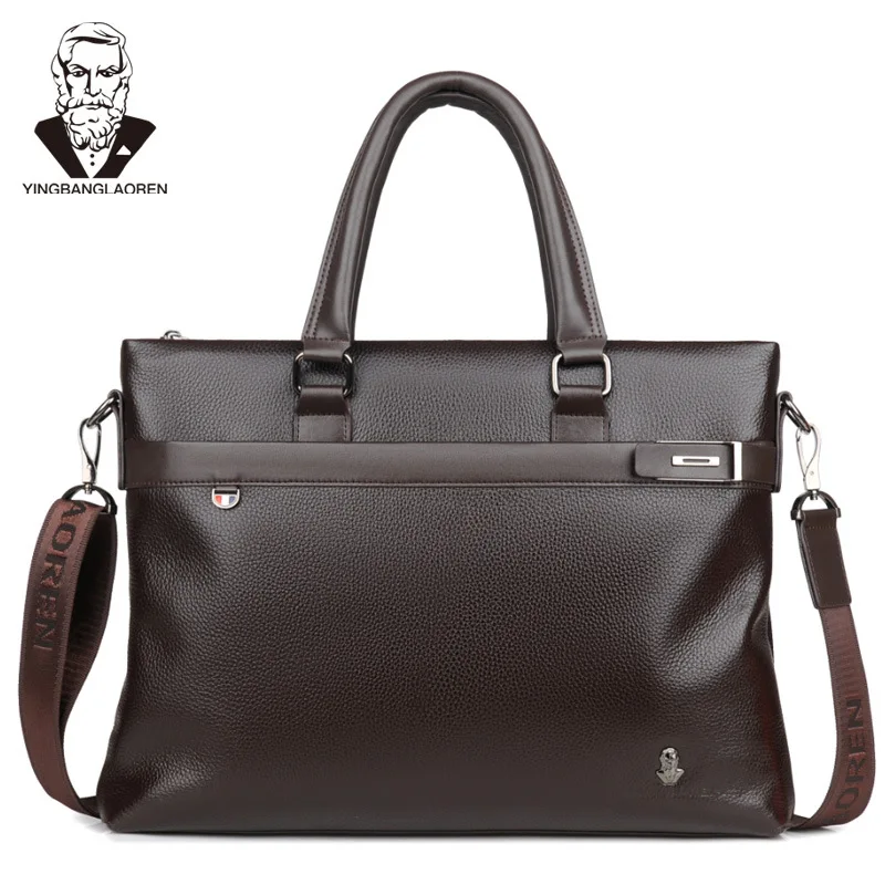 Bolso de mano para hombre, maletín de negocios, bandolera de hombro, de cuero suave, para ordenador, informal, a la moda, novedad de 2024