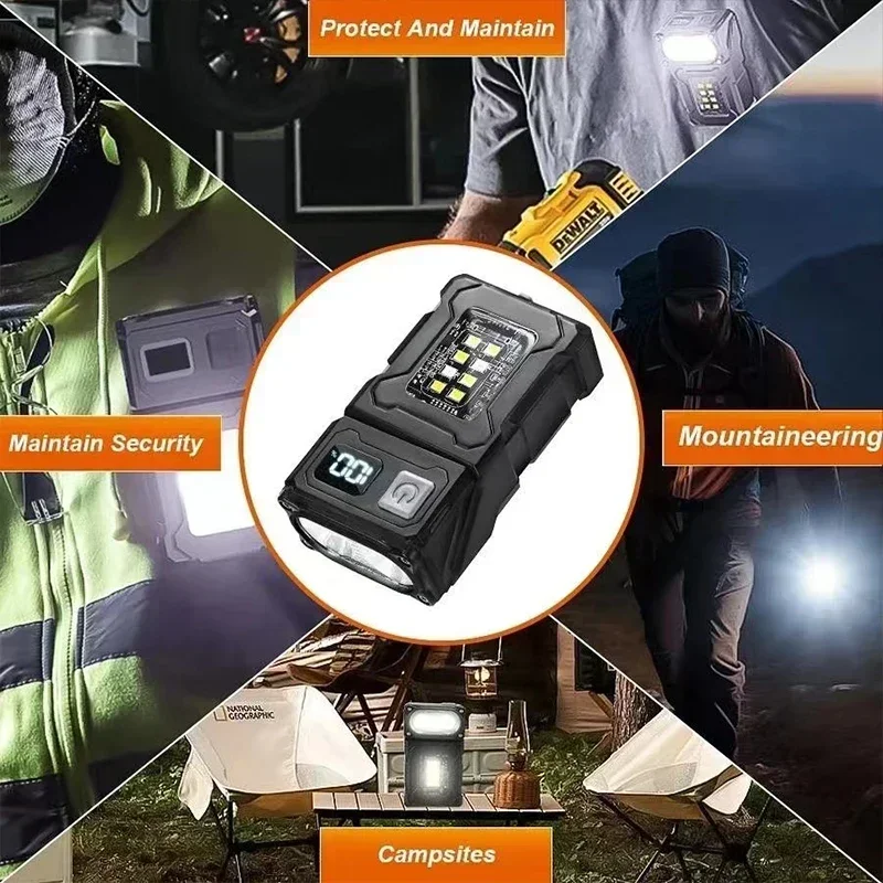 2/1 Uds linterna portátil superbrillante MINI USB recargable LED cola MagnetTorch con luz de emergencia COB para acampar senderismo
