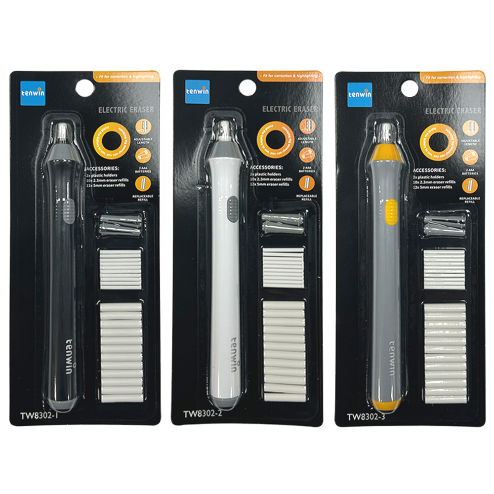 Tenwin-調整可能な電気ゴム消しゴム、ゴムリフィル付き消しゴム、スケッチ描画用のバッテリー電源、学校の文房具用品の消去
