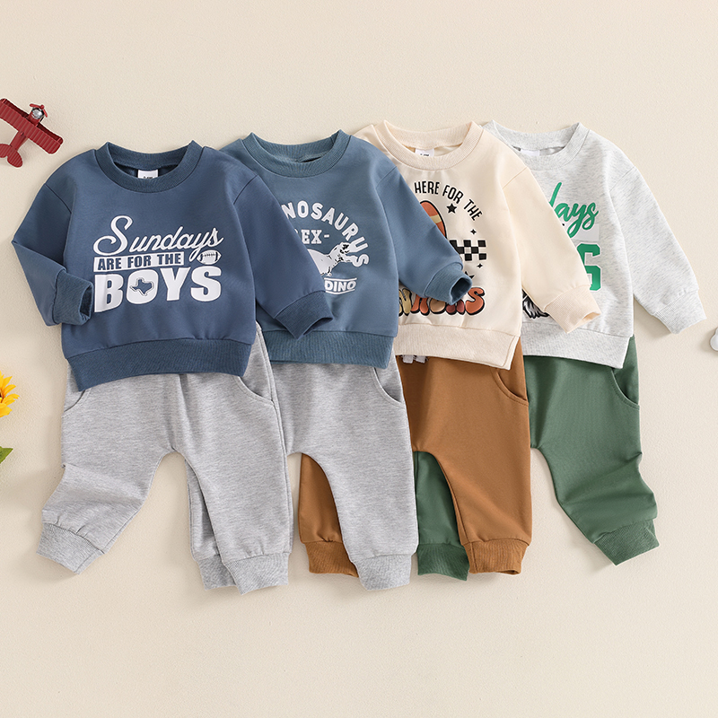 Lioraitiin-Sudadera de manga larga con estampado de Rugby para bebé, pantalones de cintura elástica con bolsillos, 2 piezas, Otoño, 2024, 05, 27