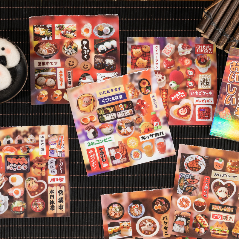 MINKYS 20 แผ่นอาหารน่ารักเค้กผลไม้ Retro ตกแต่งหนังสือสติกเกอร์ Scrapbooking คู่มือวัสดุสติกเกอร์โทรศัพท์เด็กของขวัญ