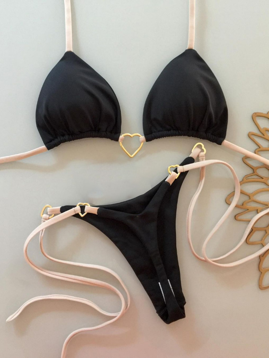 Треугольные стринги-бикини 2025, женский купальник с лямкой на шее, однотонный сексуальный бразильский купальник, женский купальный костюм для купания, пляжный купальный костюм