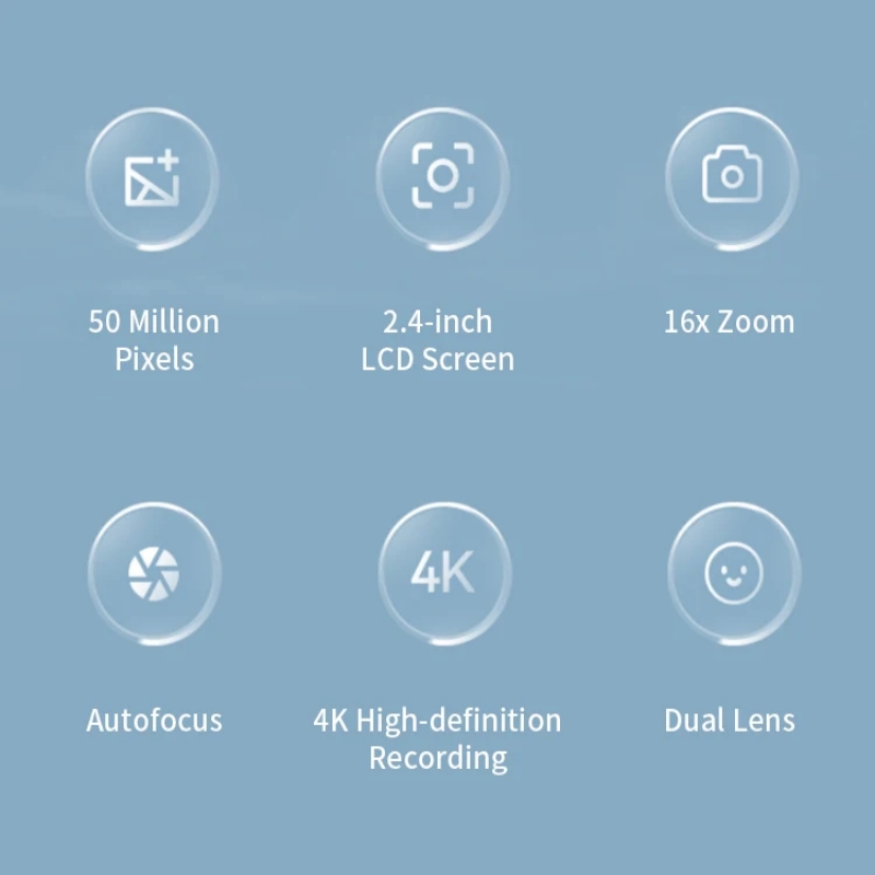 Câmera Digital 4K 50 Megapixels HD Fotografia Viagem Selfie Câmera 2.4 polegadas Tela de Nível Básico Crianças Campus Selfie Mini Câmera