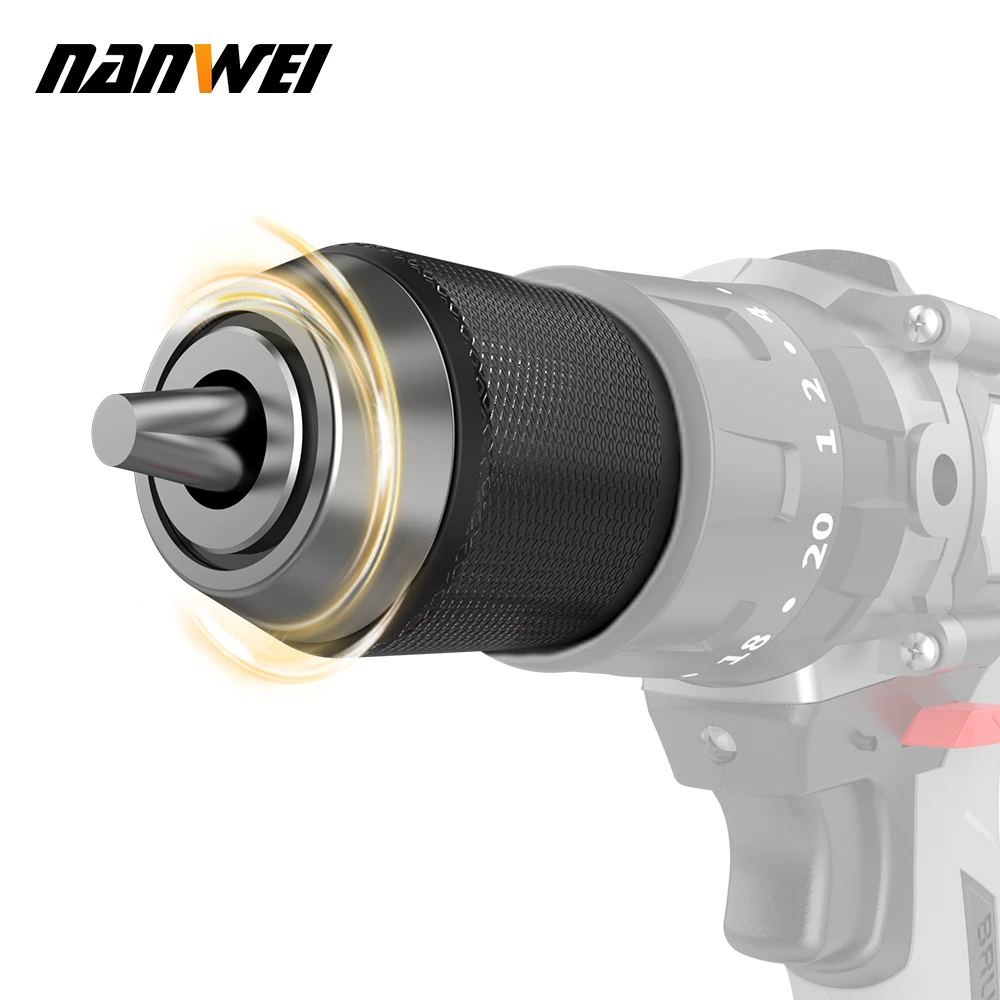 NANWEI 21V 13Mm Máy Khoan Không Dây Cấp Công Nghiệp Không Chổi Than Máy Khoan Tác Động 1/2 "Kim Loại Tự Động Khóa Chuck Băng mũi Khoan Câu Cá