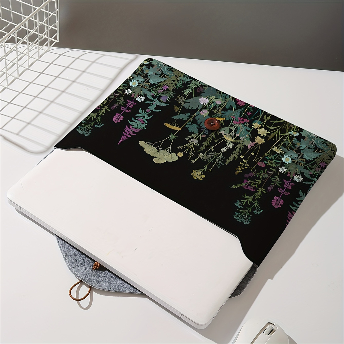 Flower patterned laptop bag with soft laptop fabric cover, suitable for laptop soft cover storage and tablet storage bag