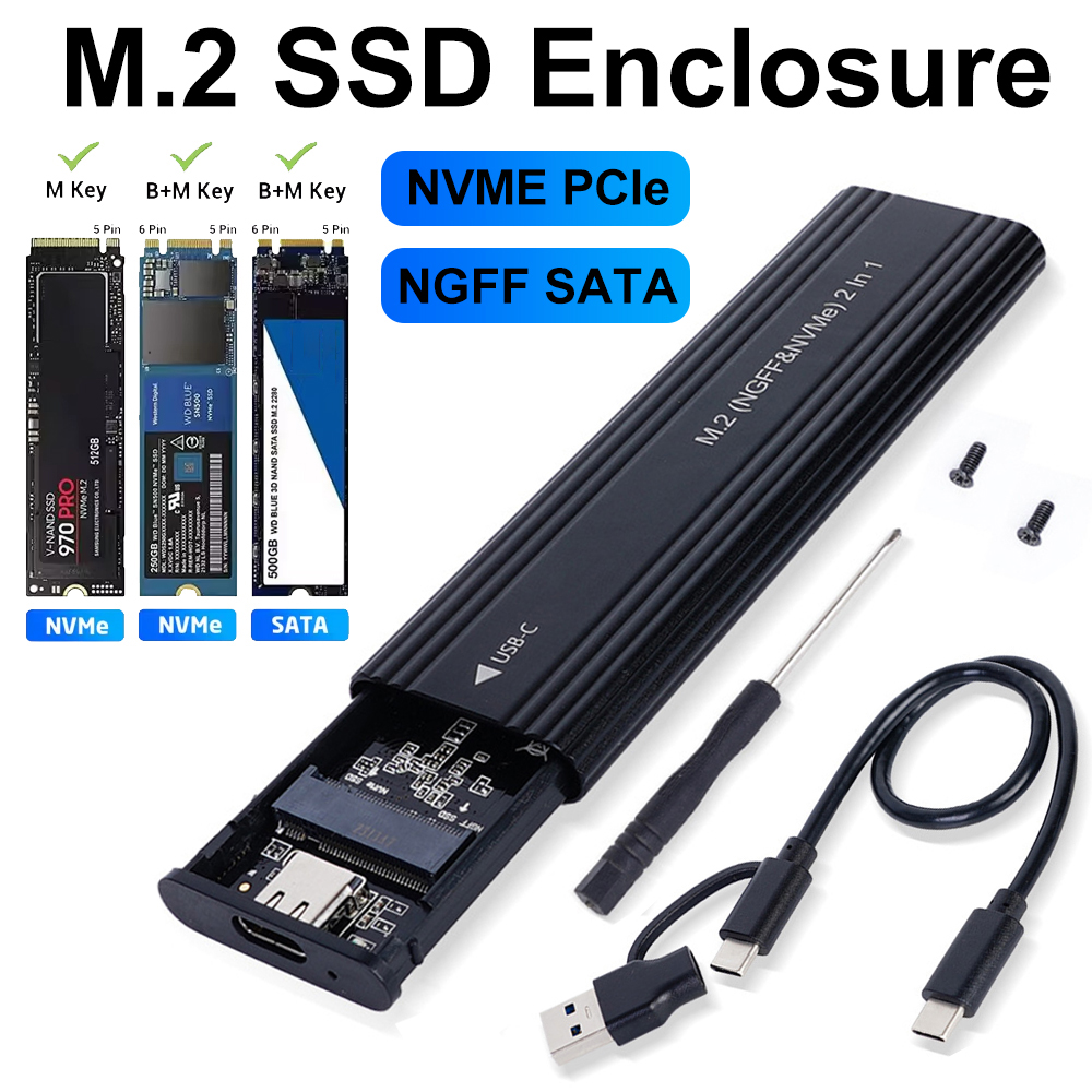 Carcasa M2 SSD NVME SATA protocolo Dual M.2 a USB tipo C SSD adaptador de carcasa NVME SATA SSD caja de disco compatible con teclas M y teclas B & M