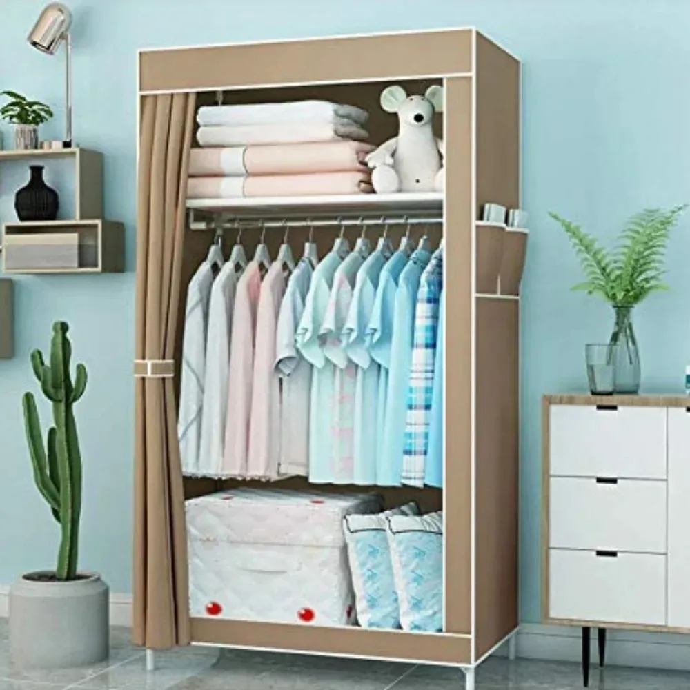 Simple ตู้เสื้อผ้าพับกันฝุ่น Garderobe แบบพกพาตู้ห้องนอน Minimalist ยืนผ้าผ้า Organizer