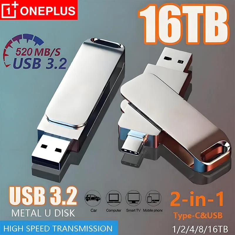 Xiaomi USB 3,2 16TB memoria Flash USB tipo c 2 en 1 8TB 16TB OTG Pendrive 4TB disco Flash de alta velocidad 2TB para ordenador portátil