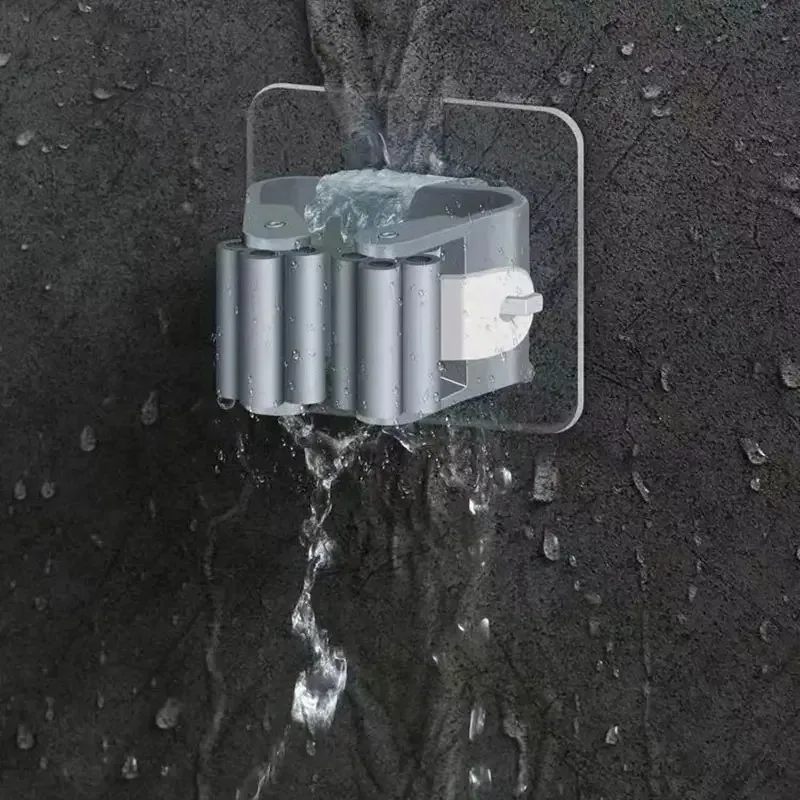 2/4 Uds. Estante para fregona sin perforaciones, gancho para fregona de almacenamiento, estante de pared para el baño del hogar, estante para escoba, Clip para fregona, accesorios de baño