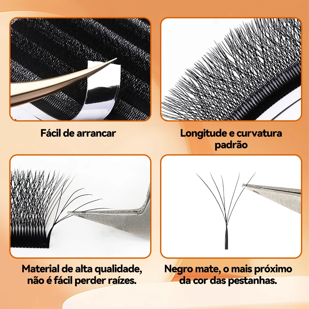 Fadvan yy/3d/4d/5d/6d w forma cílios m/c/d onda pré-fabricado volume fãs falso vison cílios volume brasileiro natural macio yy cílios