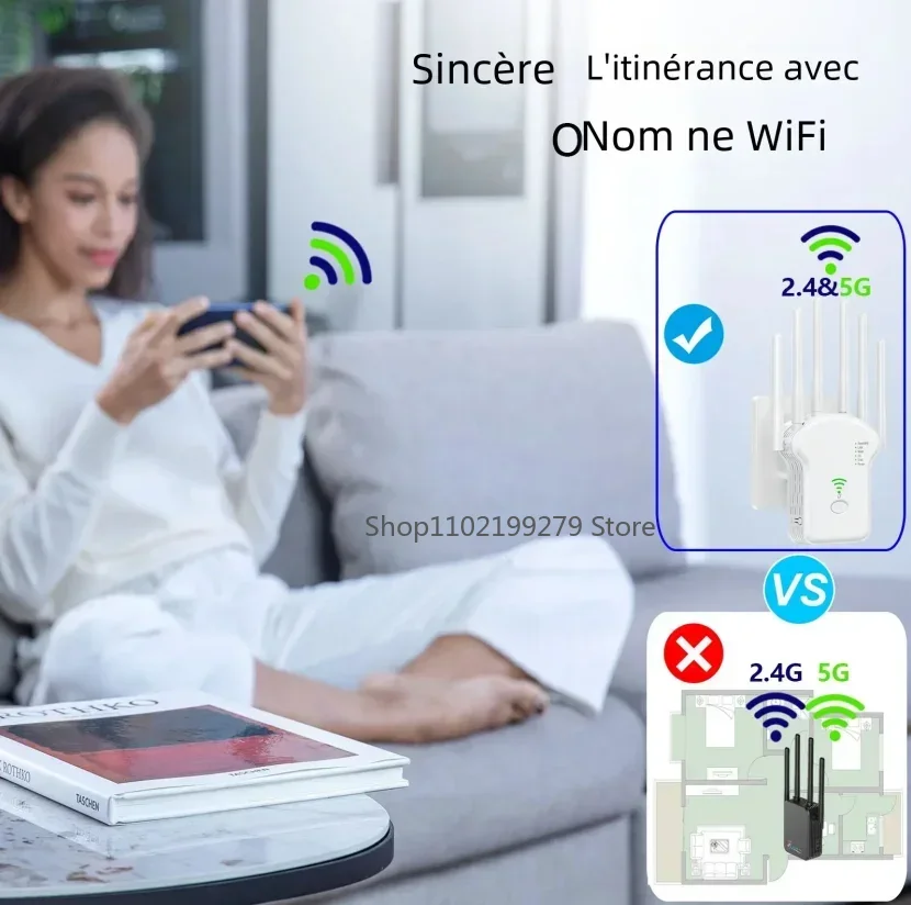 Repetidor de doble banda AC1200M amplificador de señal inalámbrico 5G extensor de alta potencia repetidor Wifi
