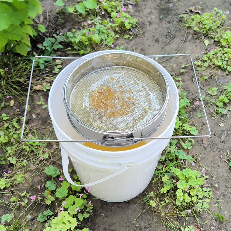 Honingzeef - Dubbele zeef Honing Grof en fijn filter, SS Honingextractiegereedschap Dubbele lagen Verstelbare armen Bijenzeef