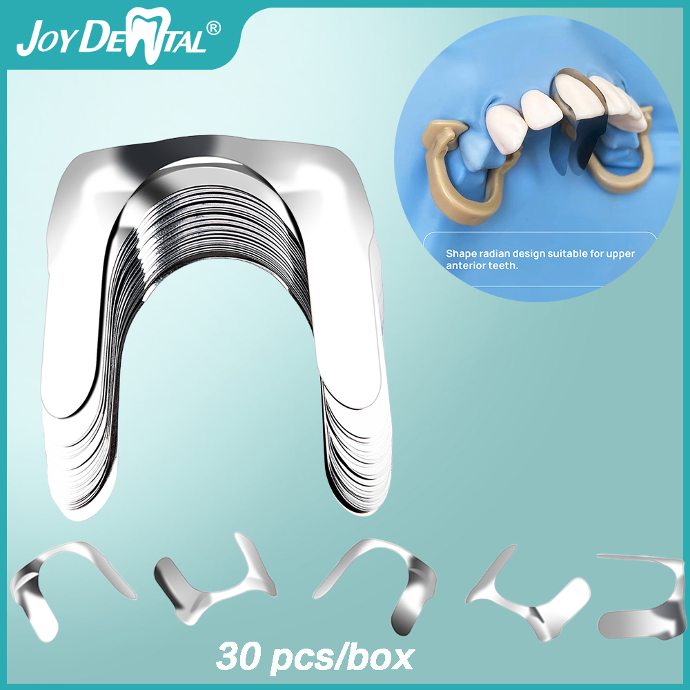 30 Uds. Bandas de matriz de Metal antior contorneadas de matriz Dental sistema de matriz seccional Matrices materiales de odontología
