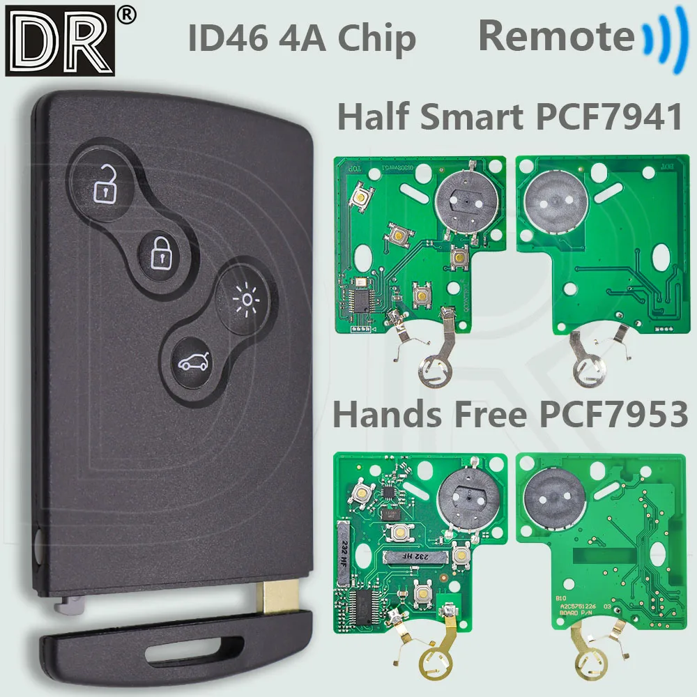 DR Half Smart/Hands Free ID46 4A PCF7953M Умный автомобильный дистанционный ключ для Renault Megane Laguna Grand Scenic Fluence Clio IV Captur