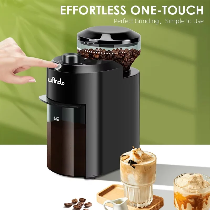 Wancle Macinacaffè Elettrico Macinacaffè Regolabile Macinazione Conica dei Chicchi di Caffè con 28 Impostazione di Macinatura Precisa 220 V/120 V