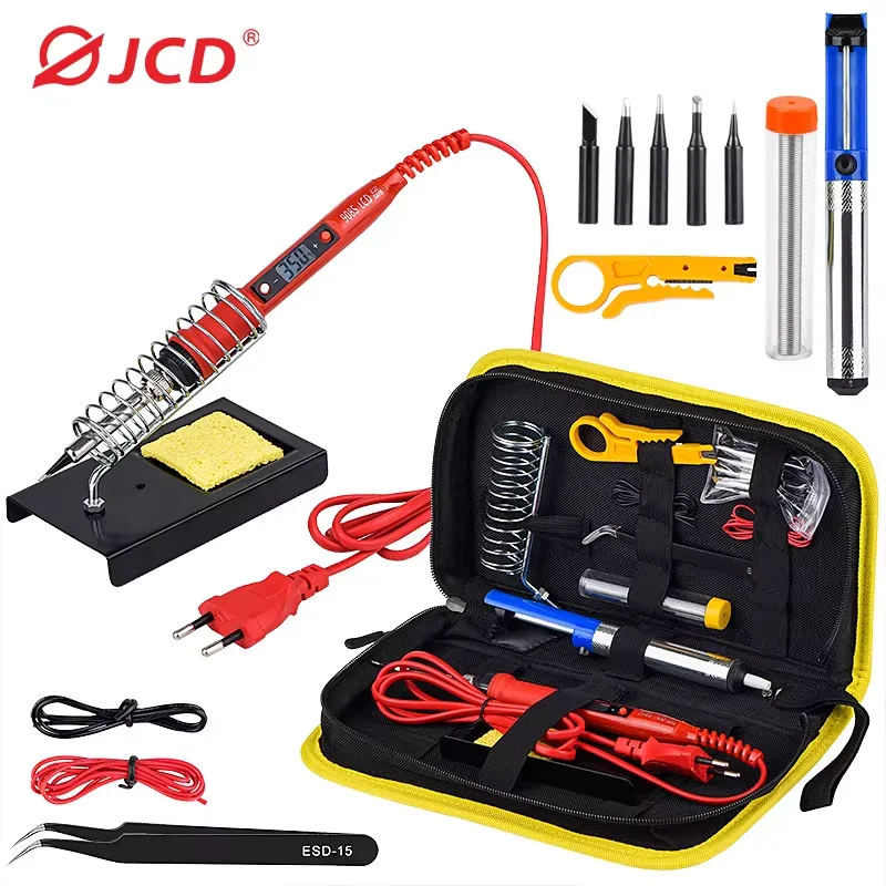 JCD 80W soldador eléctrico 220V 110V temperatura ajustable soldador pantalla LCD herramientas de reparación de soldadura punta de pistola para soldar