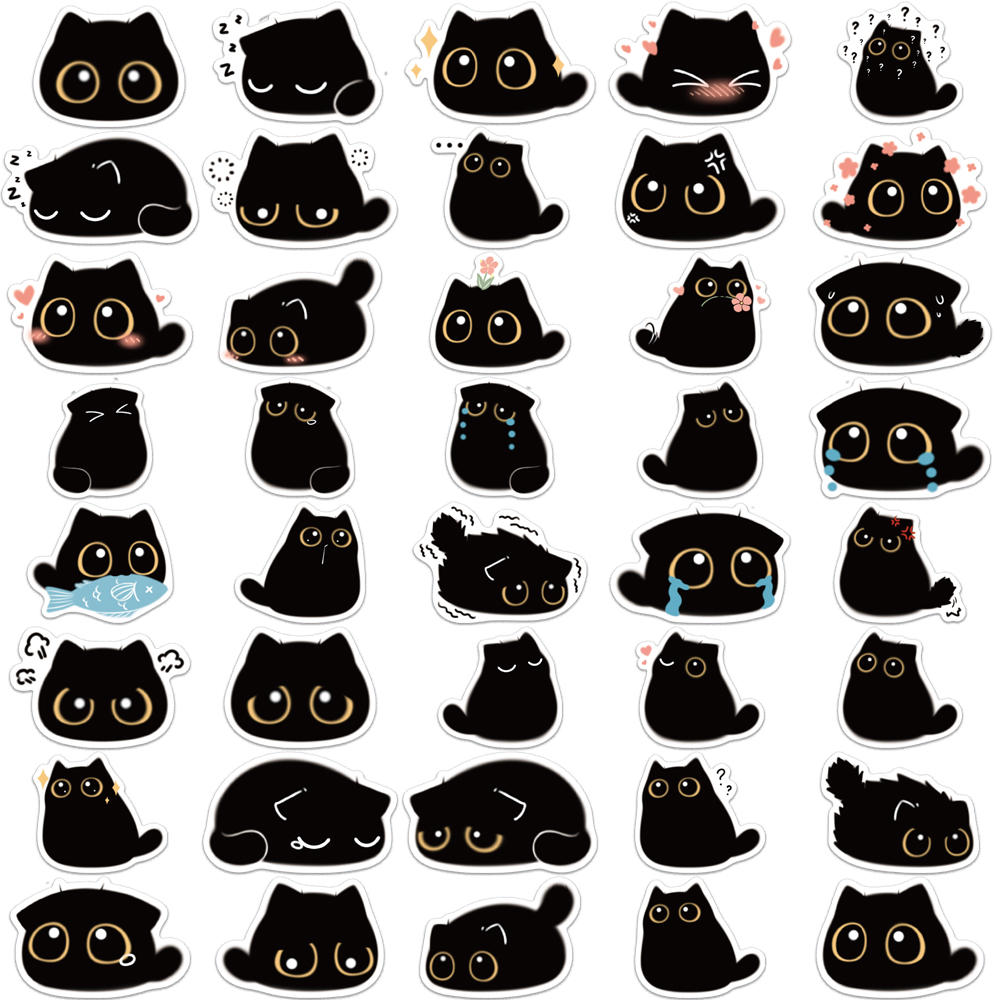 40PCS น่ารักสีดํา Briquette Cat สติกเกอร์กันน้ําการ์ตูนตกแต่งแล็ปท็อปถ้วยโทรศัพท์กระเป๋าเดินทางเด็กของขวัญของเล่นรูปลอก