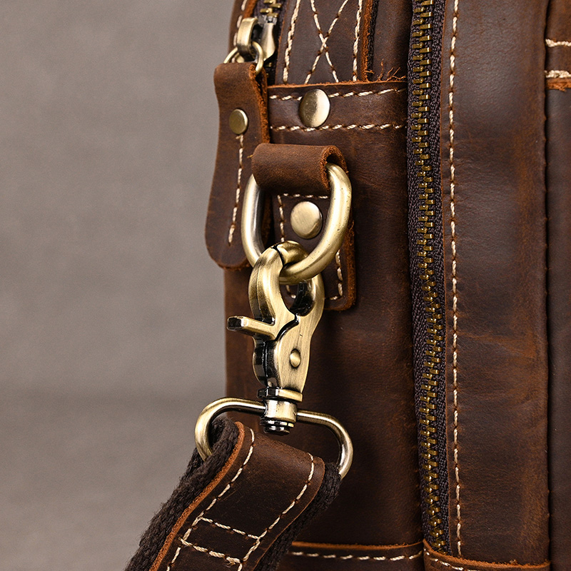 Pastas masculinas de couro crazy horse vintage, bolsas de escritório diárias, cabem em ipad de 9.7 polegadas, capa mensageiro, bolsa de ombro masculina