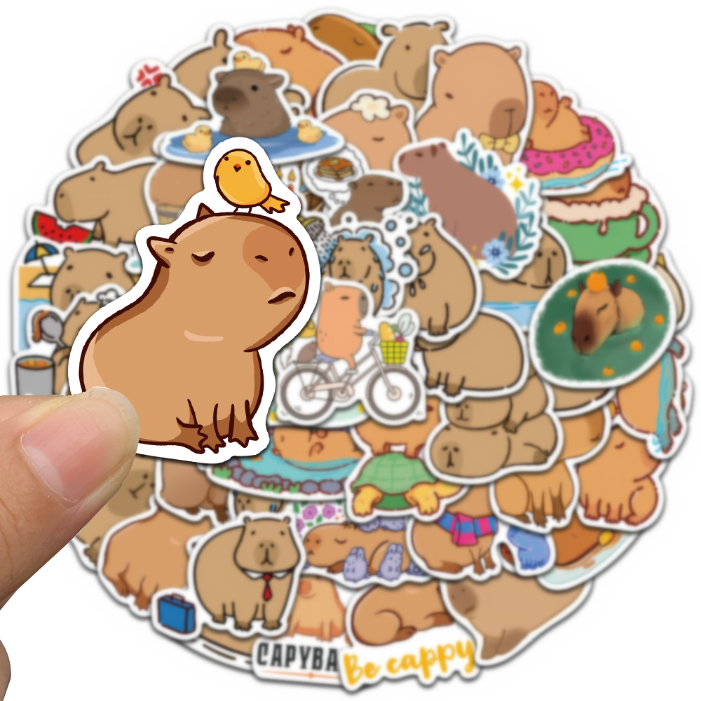 10/50 Con Hoạt Hình Dễ Thương Động Vật Capybara Dán Trẻ Em Tặng Cho Laptop Hành Lý Điện Thoại Máy Tính Xách Tay Chống Nước Graffiti Xe Đạp Đề Can