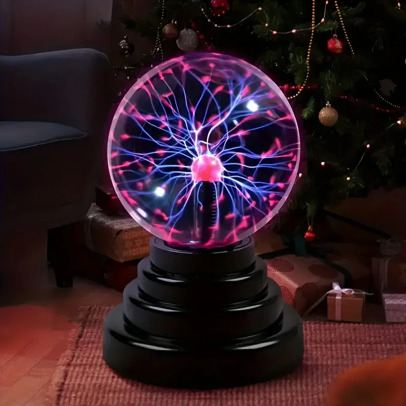 Lámpara de bola de plasma de electroestación RGB: globo relámpago con control táctil, luz de ambiente que cambia de color alimentada por USB con cubierta de vidrio
