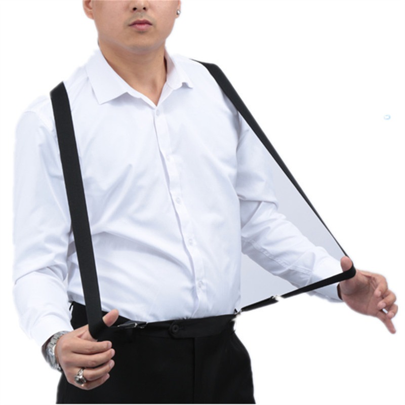 Tirantes para hombre, pantalones elásticos ajustables con espalda en X, tirantes para mujer para pantalones de 2,5 CM de ancho, 4 Clips, tirantes elásticos ajustables en la espalda