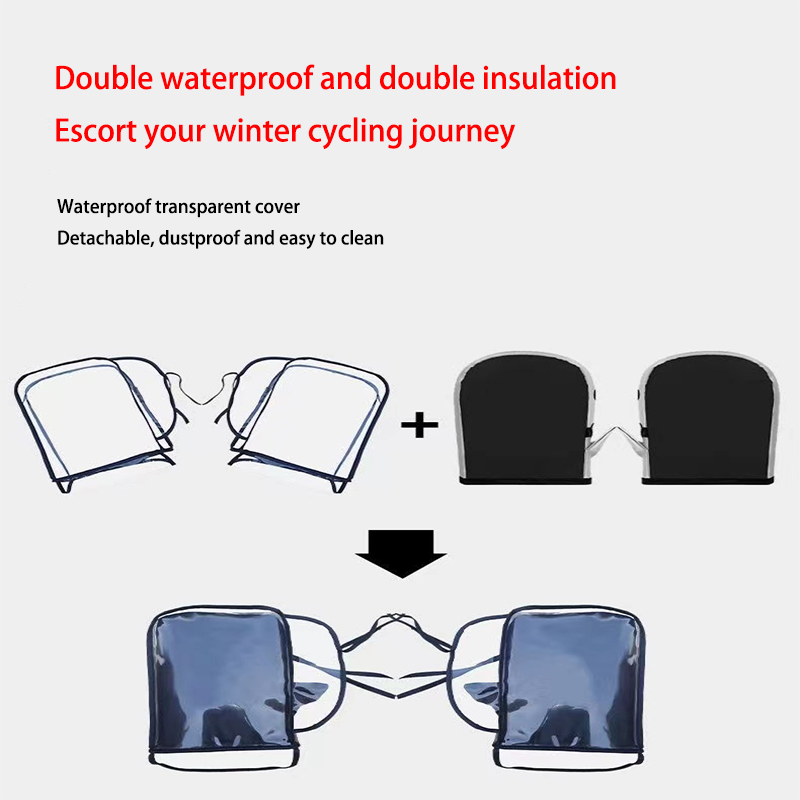 Waterproof Handlebar Mittens Motorcycle Large Rain Cover Transparent Windproof Handlebar Mittens Winter Riding Handle Cover