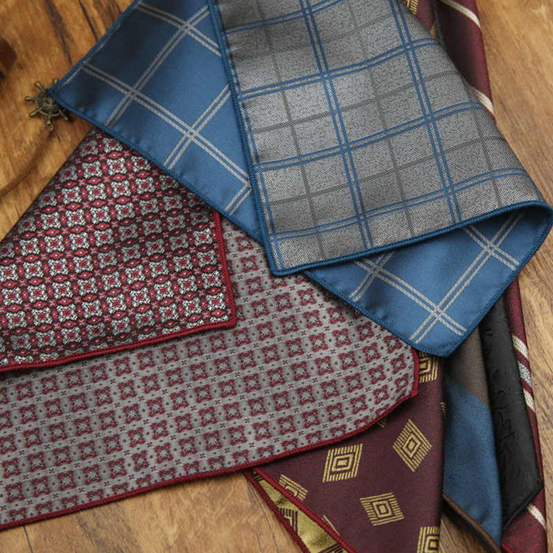 24 cm Nieuwe Trendy Polyester Geweven Pochet Voor Mannen Luxe Marine Gestreepte Plaid Zakdoek Bruiloft Tuxedo Accessoires