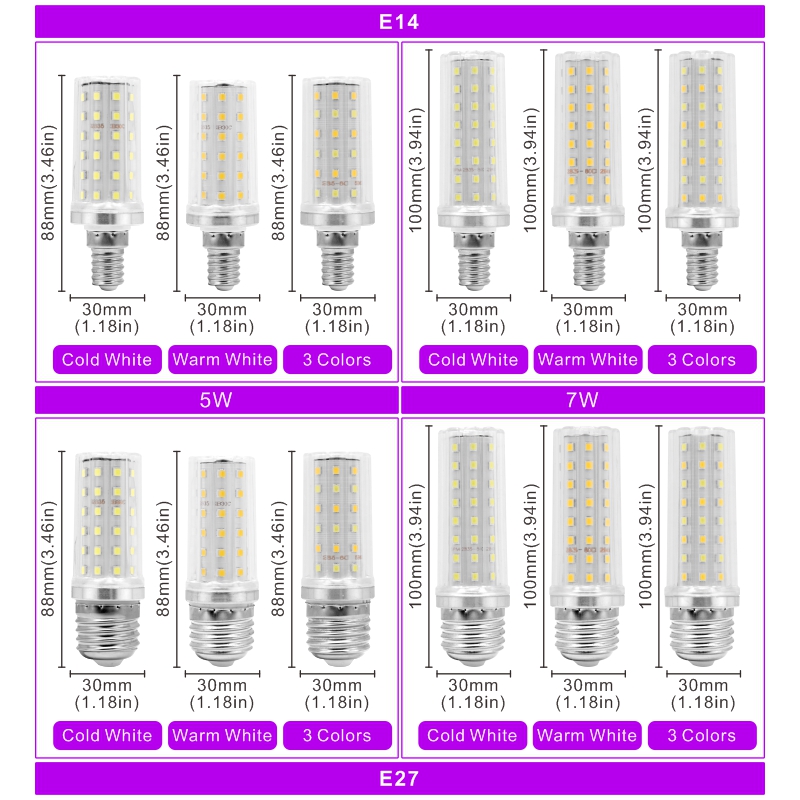 Real Power LED Maisbirne 5W 7W E27 E14 Glühbirne 60/80LEDs SMD2835 220V-240V LED Lampe Home Dekoration Kronleuchter Kerzenlicht