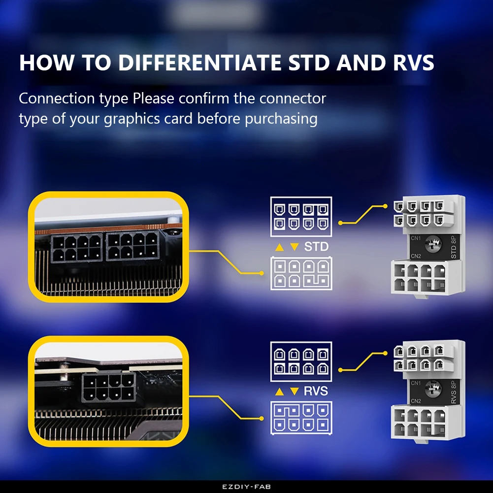 ATX-adaptador de corriente hembra de 8 pines, Conector de dirección asistida GPU de 180 grados a 8 pines macho para escritorio, tarjeta gráfica de vídeo