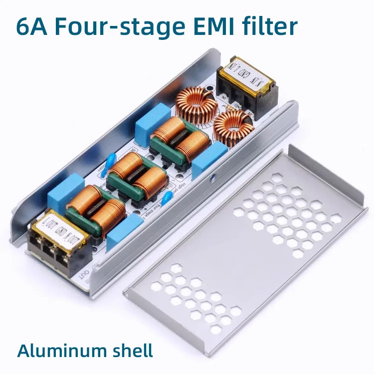 Filtro EMI 6A/10A AC 110/220V para supresor de interferencias electromagnéticas de 4 etapas para purificación de amplificador de Audio y EMC de potencia