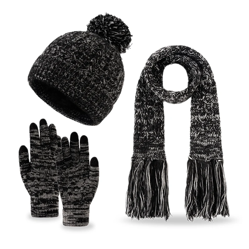 3 peças 3-13 anos chapéu arco-íris de bola única infantil, cachecol com franjas, conjunto de luvas, chapéu de inverno de malha com lã, bolas duplas fofas, corte