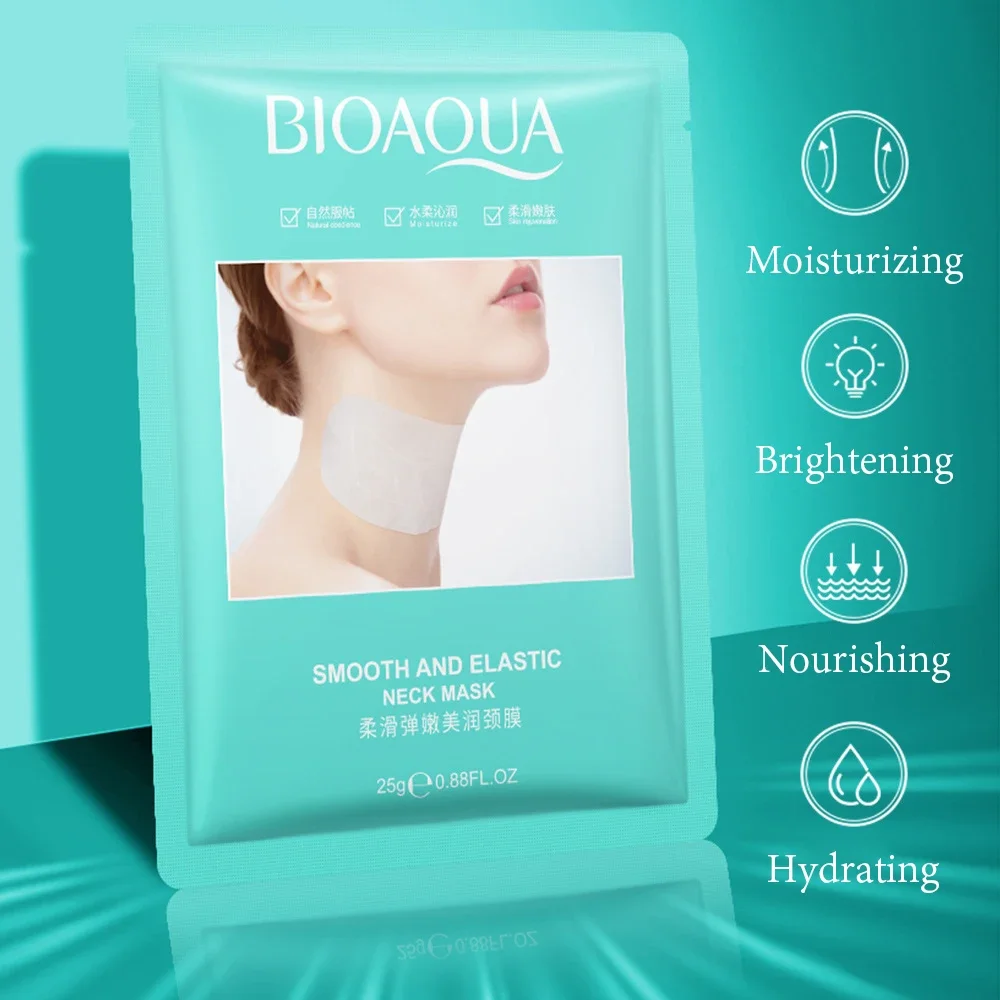 10 pçs bioaqua anti-rugas máscara de pescoço hidratante brilho endurecimento cuidados com a pele colágeno pescoço máscaras produtos de cuidados com a pele coreanos