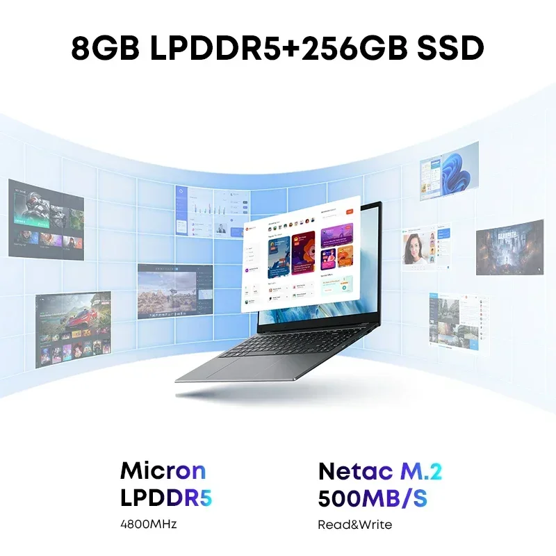 CHUWI GemiBook Plus Laptop Intel 12th N100 15.6 pollici 1920*1080 schermo FHD 8GB LPDDR5 256GB SSD Windows 11 WIFI 6 M.2 fino a 1T