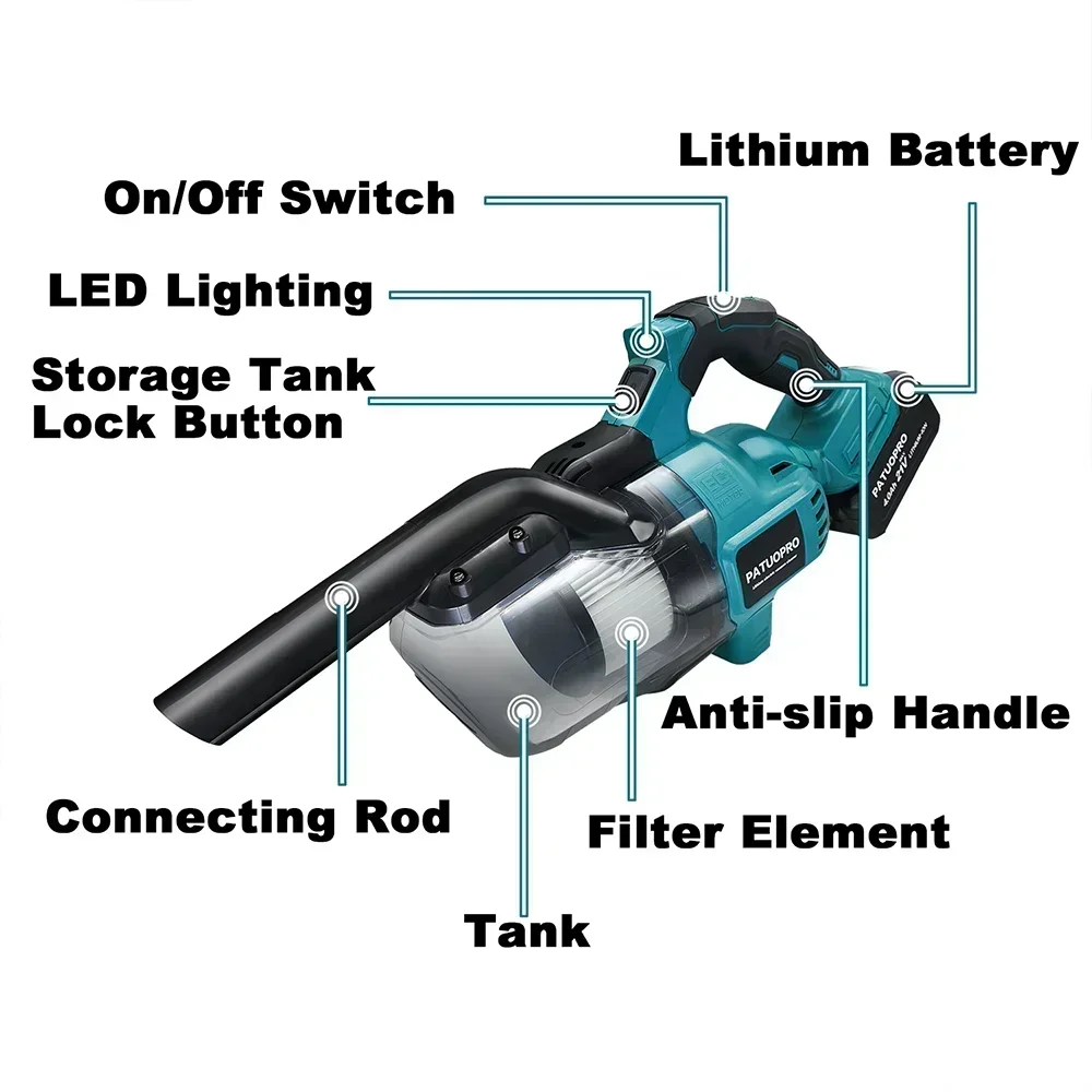 コードレス掃除機充電式ハンドヘルドダストブロワー床車ペットの毛多機能クリーニングツールマキタ 18V バッテリー