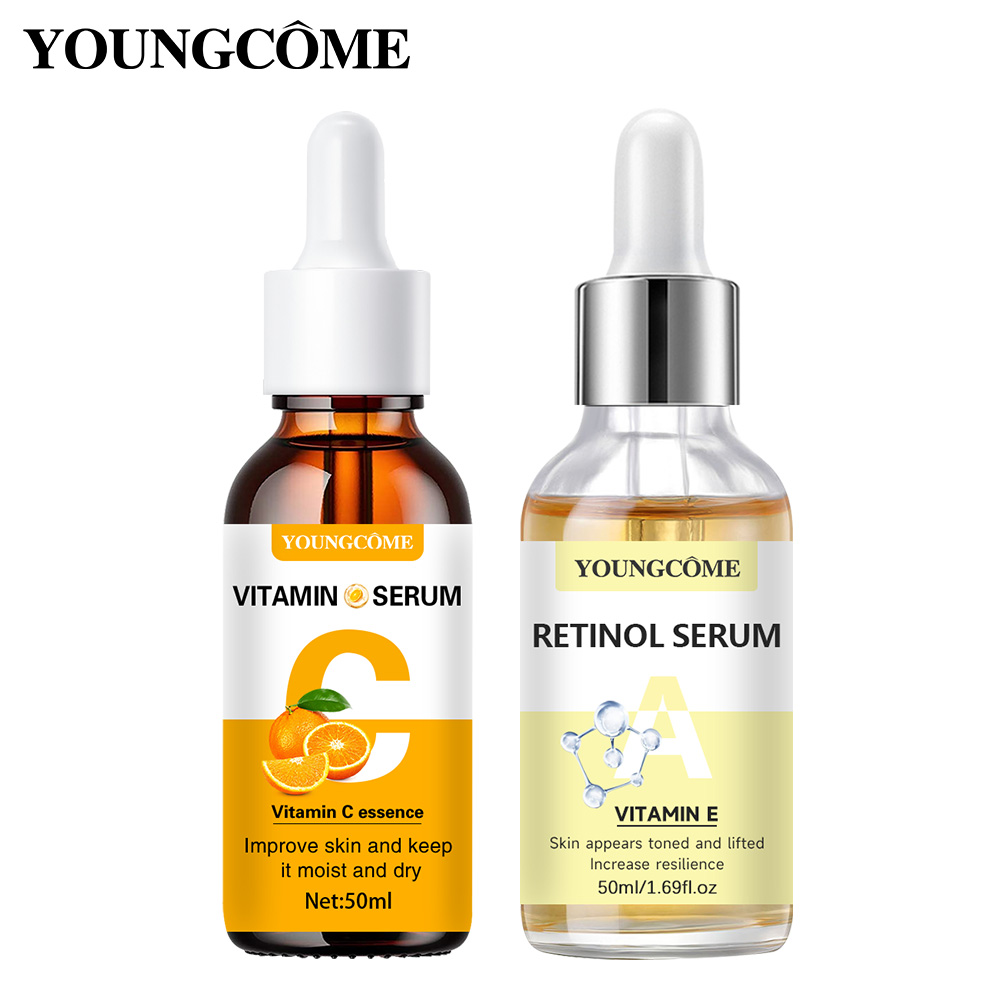 2 pezzi di siero fortificato alla vitamina C e al retinolo ricco in VC, mantiene la pelle idratata e liscia, lisci linee sottili e rughe, pelle delicata