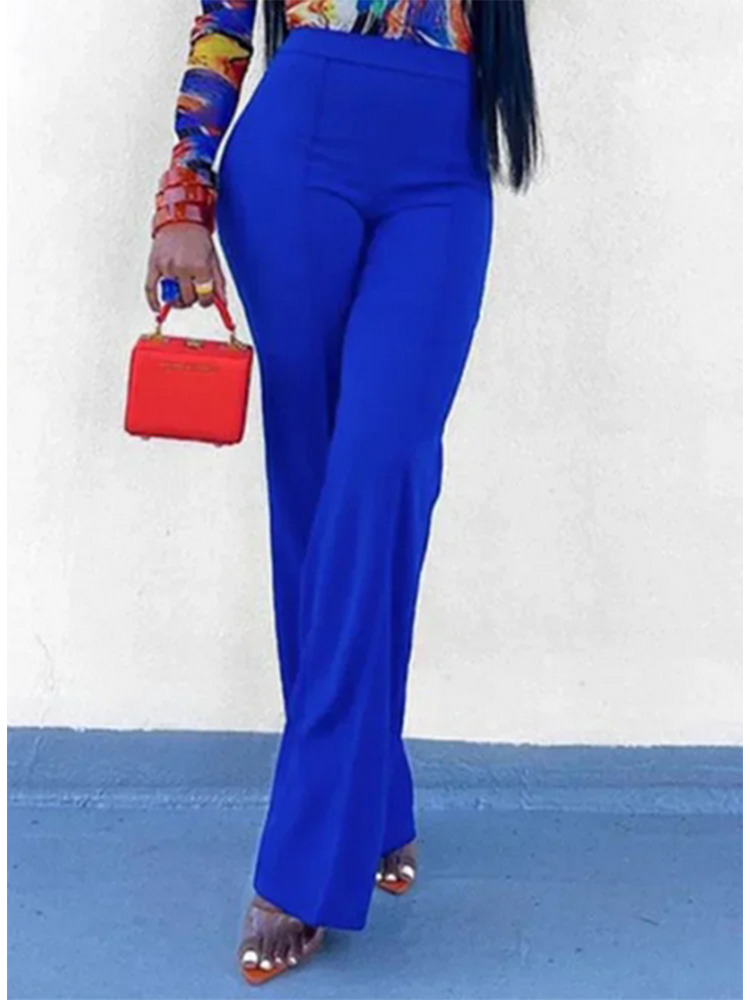 ผู้หญิง Slim Bell-Bottoms กางเกงอินเทรนด์ฤดูใบไม้ผลิฤดูใบไม้ร่วงกางเกง Office Lady สีทึบกางเกง Flared