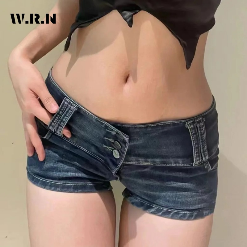 Modne damskie spodenki jeansowe z wysokim stanem z lat 2000. Na co dzień Sexy Slim Fit spodenki Super krótkie Y2K Street Harajuku
