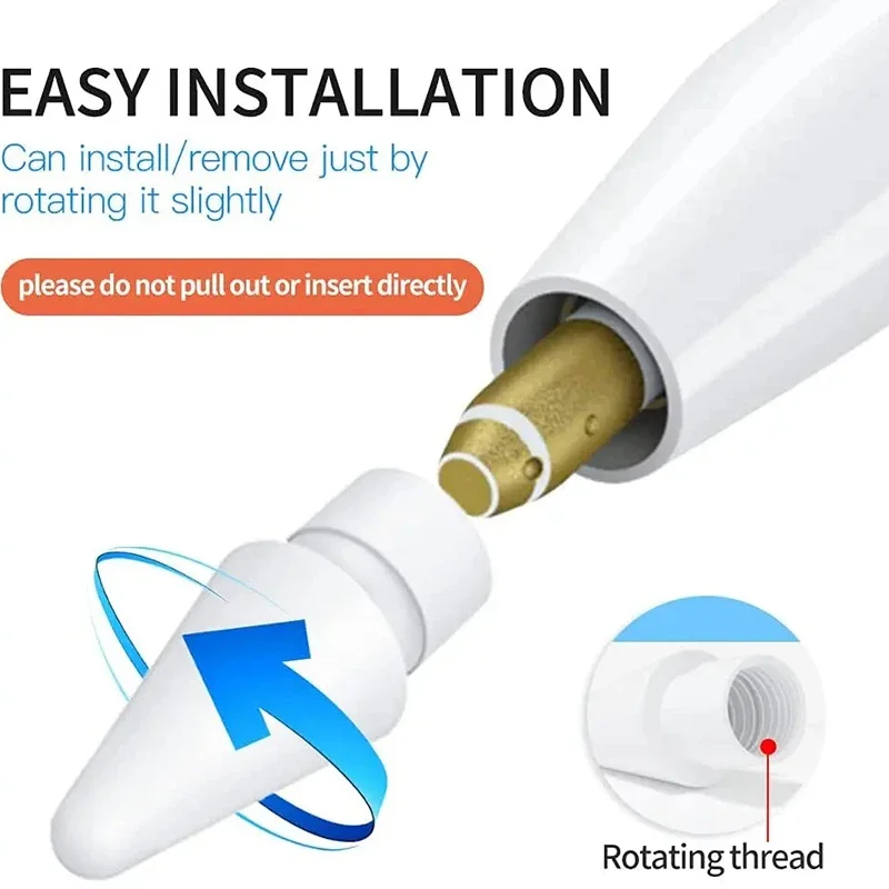 Puntas de lápiz resistentes adecuadas para Apple Pencil 1.a y 2.a generación, puntas de lápiz óptico elástico resistentes al desgaste, puntas de repuesto para IPencil