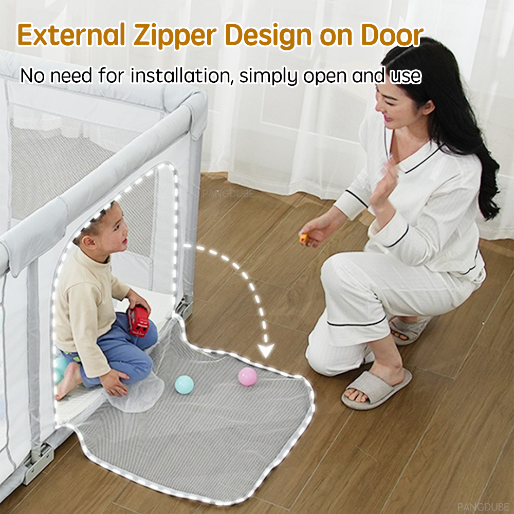 PANGDUBE พับสนามเด็กเล่นเด็ก Playpen เด็กแบบพกพากิจกรรมรั้ว Thicken ท่อและผ้าเล่นปากกาสําหรับเกมเด็ก Park